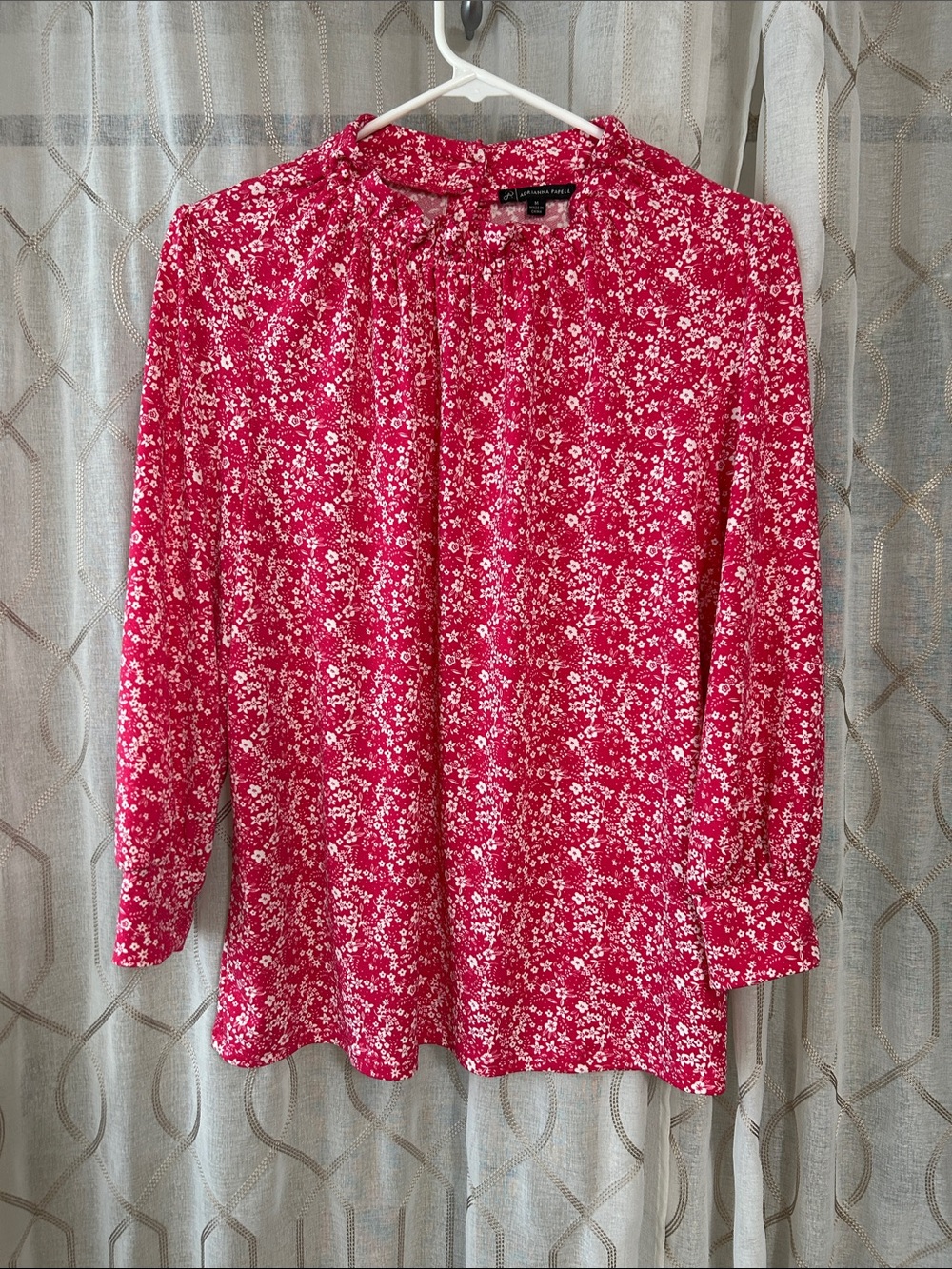 Floral 3/4-Sleeve Blouse in Bright Pink